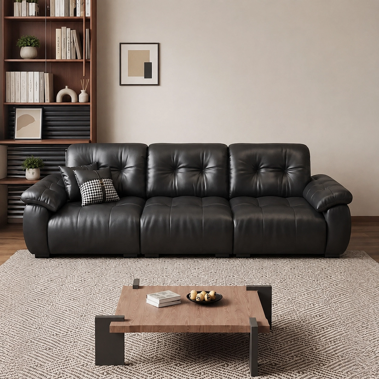 Black Nappa Leather Sofa